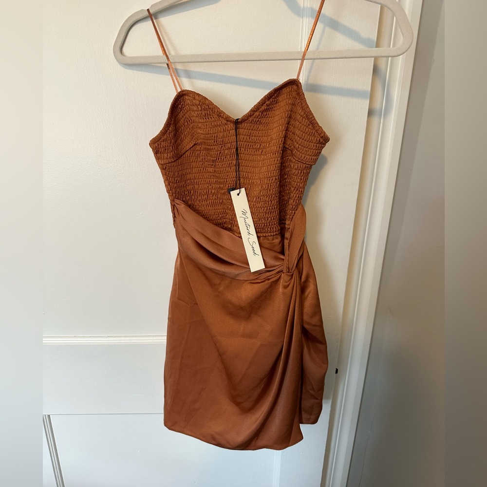 Mustard Seed Side Twist Strapless Smocked Dress - S